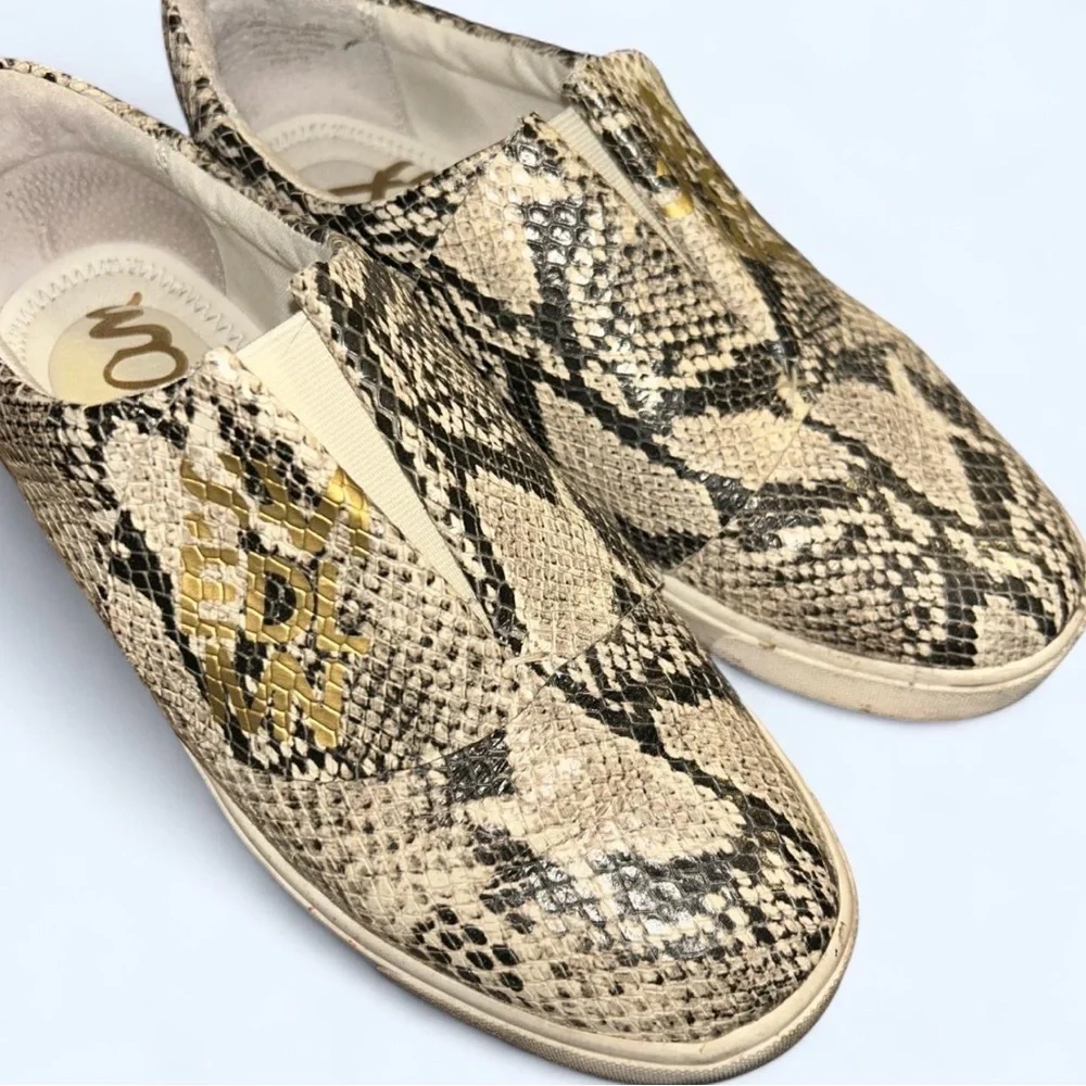Sam Edelman Snake Print Slip-On Sneakers - Tan and Black